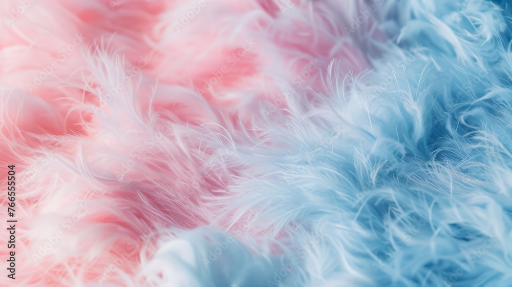 A soft, fluffy texture background in pastel colors of pink and blue.