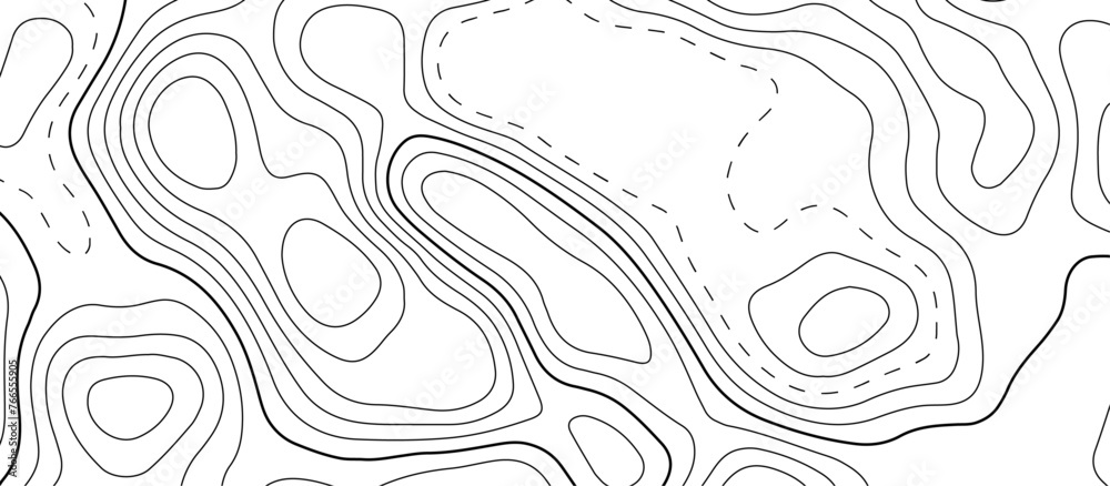  Abstract topographic map patterns, topography line map. The black on white contours topography stylized height of the lines. cotour map and line terrain path. Linear graphics. Vector illustration.