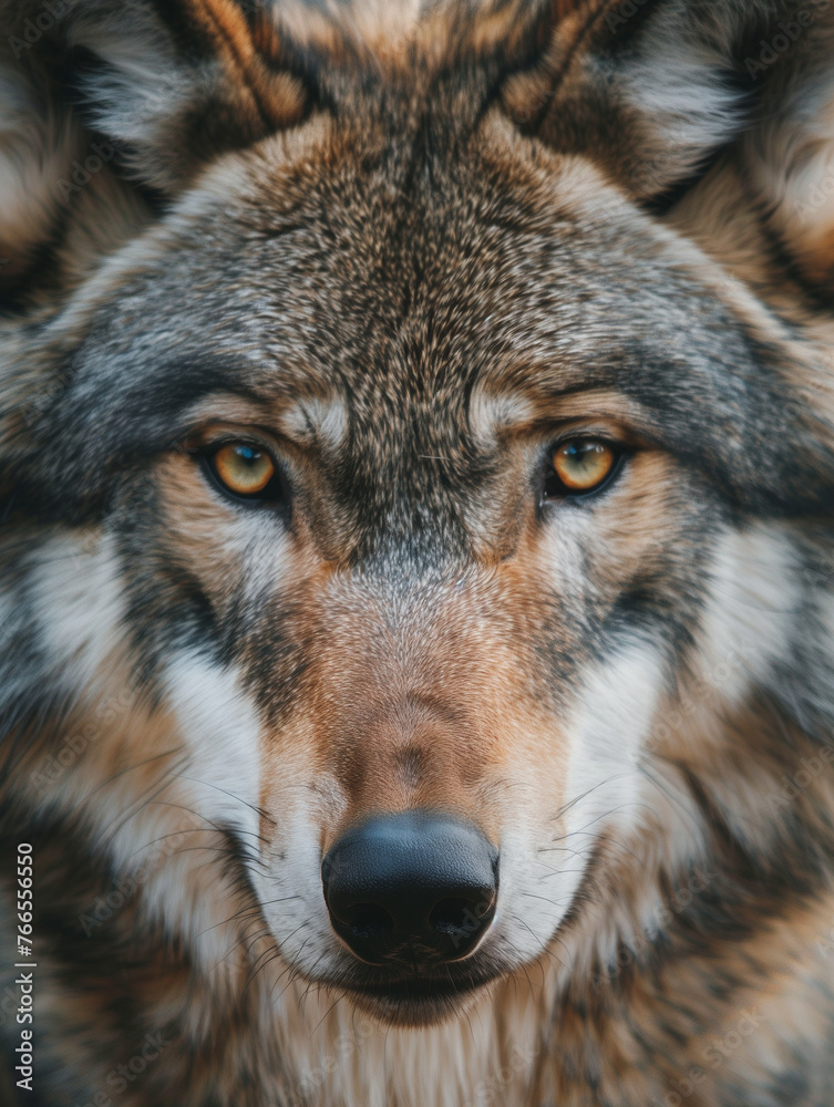 A Close Up Detailed Photo of a Wolf's Face