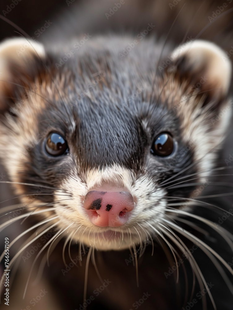 Fototapeta premium A Close Up Detailed Photo of a Ferret's Face