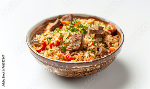 Homemade Cooking: Enjoy Delicious Pilaf with Meat for Lunch