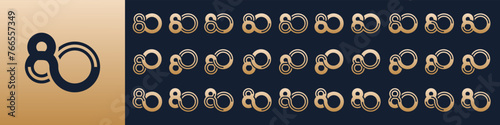 collection of creative number 80 logo designs. abstract eighty design vector illustration