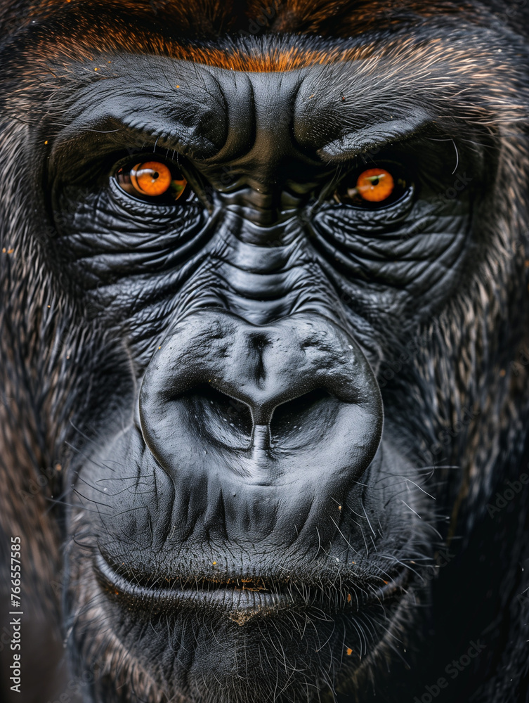 Obraz premium A Close Up Detailed Photo of a Gorilla's Face