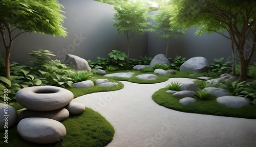 Tranquil Zen Inspired Meditation Garden With A Se Upscaled 5