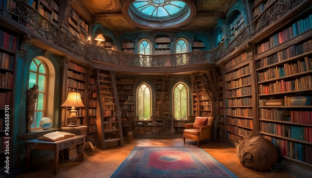 Surreal Library Labyrinthine Shelves Ethereal Kn Upscaled 2