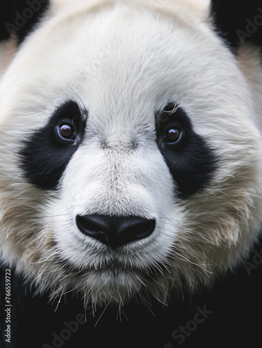 A Close Up Detailed Photo of a Panda's Face