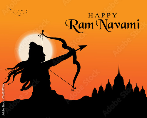 Happy Ram Navami indian hindu festival social media post design vector illustration.