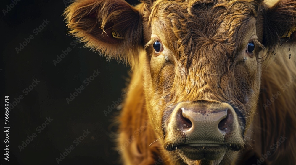 Portrait of Limousin Calf in Animal Husbandry. Close-up of Cattle Bull in Farming Industry