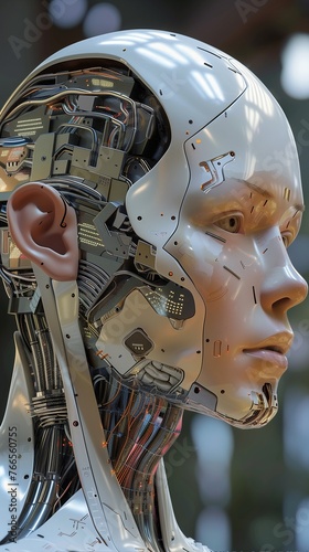 Innovation Unleashed: Realistic Humanoid Head with AI Brain Circuits in High Definition