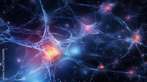 Detailed neurons network with glowing synapses