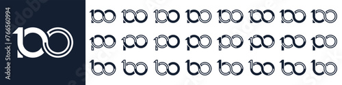 collection of creative number 100 logo designs. abstract one hundred design vector illustration
