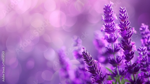 Mesmerizing Close-Up of Purple Floral Elegance with Copy Space, Highlighted Against a Harmonious Purple Setting