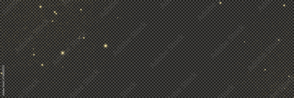 Gold glittering dust with stars on transparent backdrop Gold glittering dust with stars on transparent backdrop