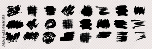 Set of black grunge brush strokes