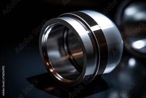 Detailed macro shot of a precision-engineered tapered bushing resting on a steel surface under subtle lighting