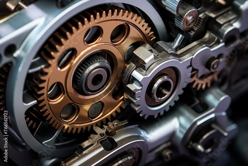 Macro View of a Sturdy Gear Pump Showcasing its Mechanical Intricacies in a Factory Setting