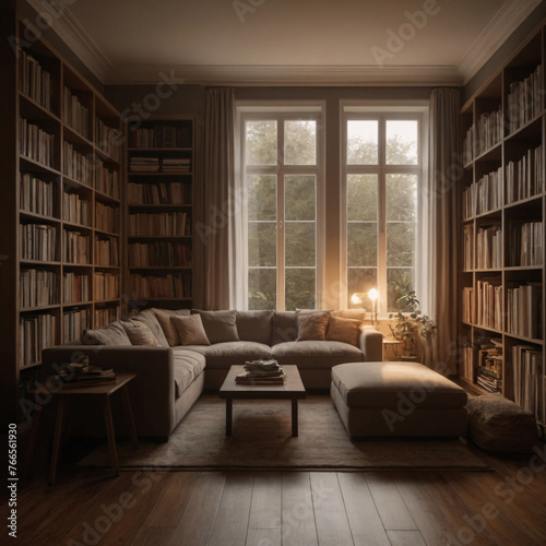 Cozy Sunset in the Library