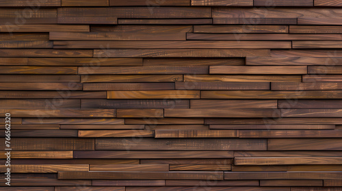 Fototapeta Naklejka Na Ścianę i Meble -  wallpaper background of horizontal 3d brown wood nut cladding panels on wall