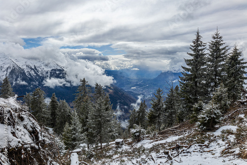 Winter alpine valley photo