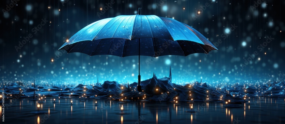 Umbrella in rain.