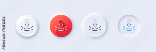 Resilience line icon. Neumorphic, Red gradient, 3d pin buttons. Elastic material sign. Line icons. Neumorphic buttons with outline signs. Vector
