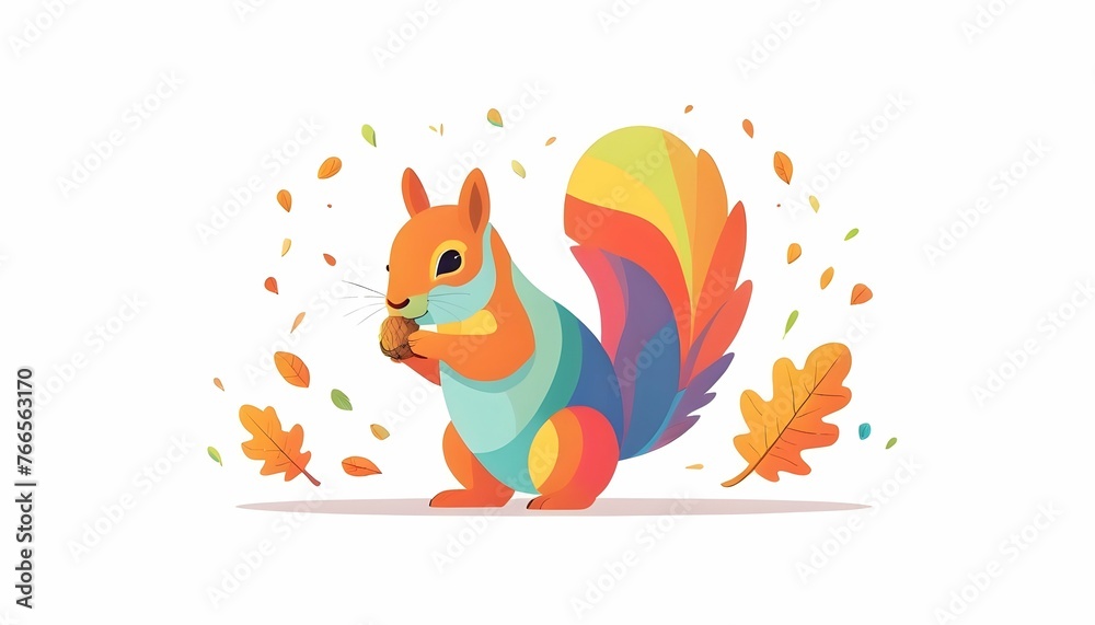 Squirrel Flat Vector Groovy Lo Fi Isolated On A Upscaled 4