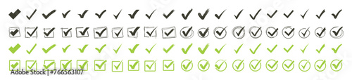 Check mark icons set. Check marks symbol collection. Check marks big collection. Tick icon. Check marks different shape, isolated