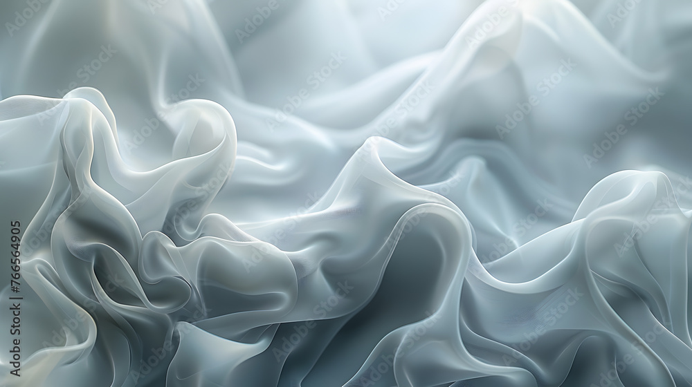 Obraz premium A closeup shot of liquid electric blue silk fabric with a swirling waves pattern resembling petals on a dark grey background, creating an artful image reminiscent of smoke on water
