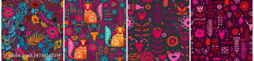 Abstract Folk nordic seamless pattern. Vector