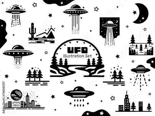 UFOのシルエットイラストセット