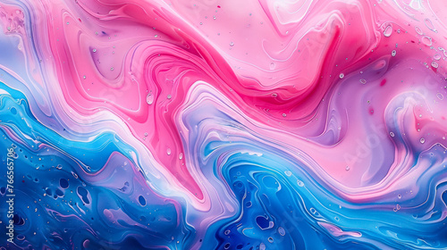 Vibrant Pink and Blue Swirls in Abstract Fluid Art Pattern Resembling Marbled Waves of a Dreamlike Candy Ocean