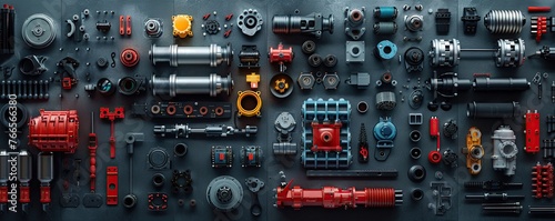 visually engaging image of hydraulic components from a unique low-angle viewpoint