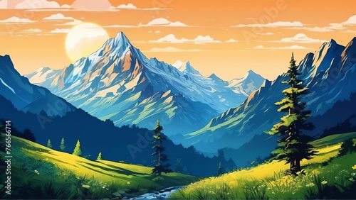 beautiful mountain artwork generated by AI