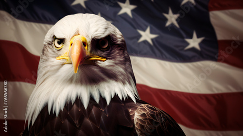 american bald eagle an eagle in front of the united states flag  representative bird of the united states.