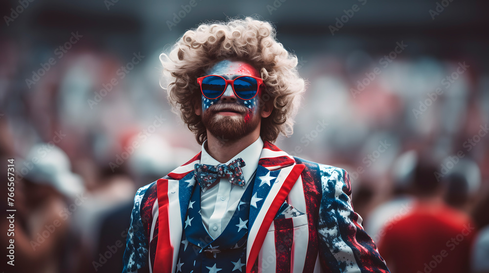 person dressed in united states theme, 4th of july celebration, united states independence