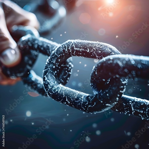hand holding steel chain purpose engagement of the value chain generative ai photo
