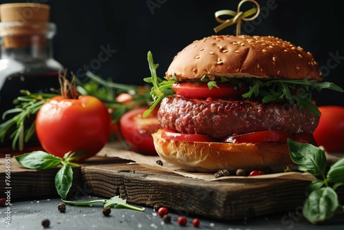 meat and vegetables burger