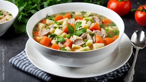 Caul is a hearty soup stew of lamb and vegetables