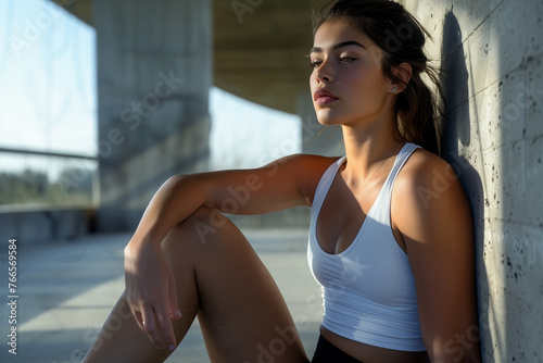 Woman Sitting on Side of Building