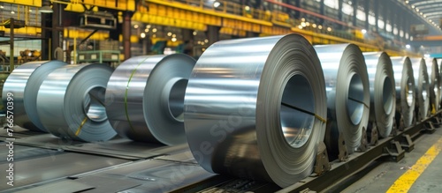 Rolls of alumunium steel in the factory photo