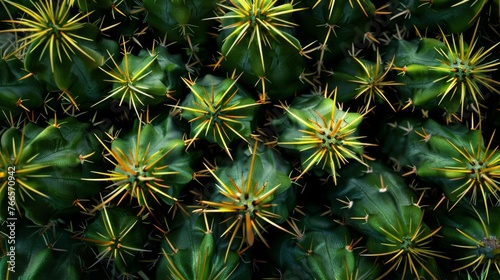 A prickly  spiky texture background with sharp points in vibrant shades of green and yellow.