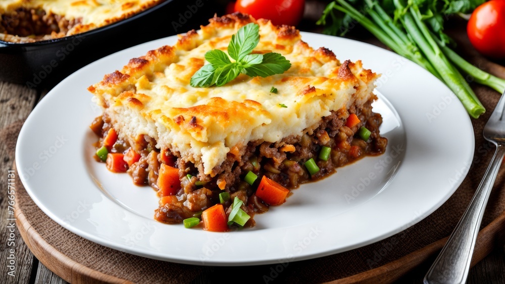 Shepherd's pie, or Shepherd's pie, is a classic dish of English cuisine. Shepherd's pie, or Shepherd's pie, is a classic dish of English cuisine.