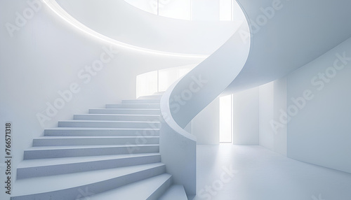 modern stairway in a beautiful white building