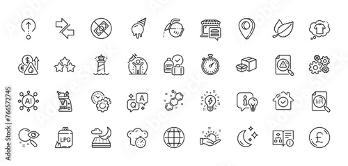Night mattress, Timer and Cooking timer line icons pack. AI, Question and Answer, Map pin icons. Lamp, Lighthouse, Moon web icon. Chemical formula, Microscope, Ice cream pictogram. Vector