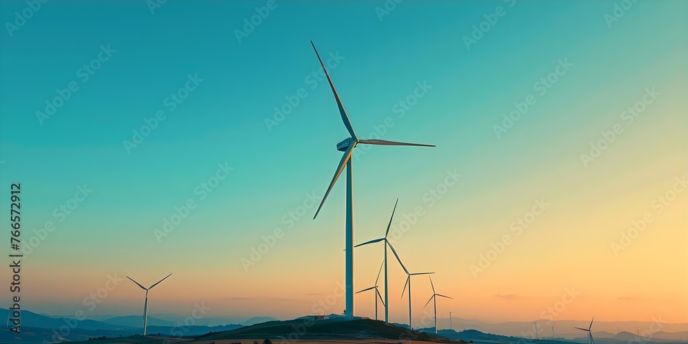 Wind Turbines: A Symbol of Renewable Energy and Environmental Sustainability. Concept Renewable Energy, Wind Turbines, Clean Energy, Sustainability, Environmental Impact