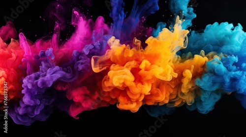 Colorful smoke, burst or rainbow Holi paint color powder explosion background. © Alpa