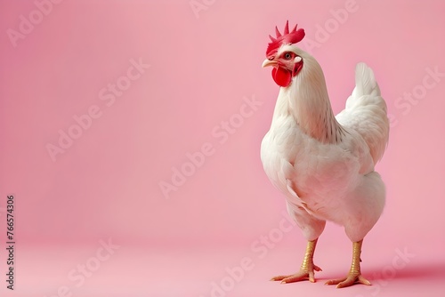 Wallpaper Mural Chicken's Profile Against a Pink Background. Concept Animal Portrait, Pink Aesthetic, Chicken Photography, Cute Background, Farmyard Images Torontodigital.ca