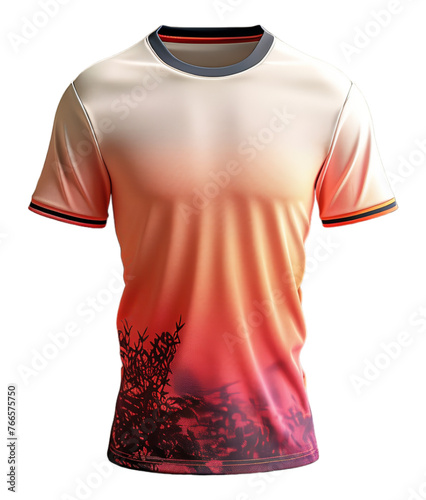 sports t-shirt with leaf abstract pattern front view, generative ai