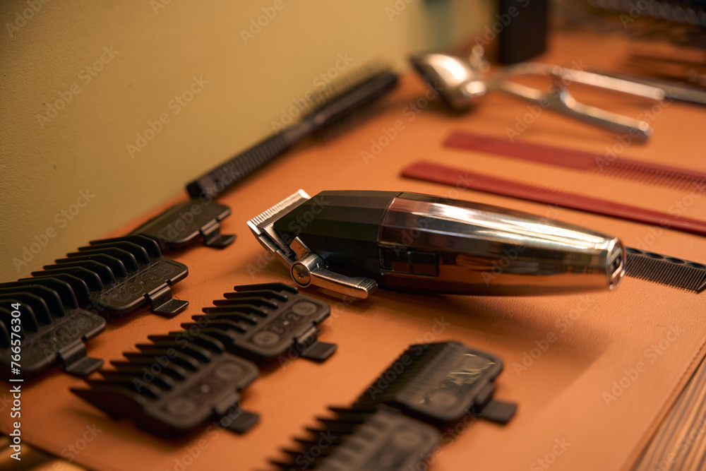 Barbershop equipment in hairdressing salon Barbershop equipment in hairdressing salon