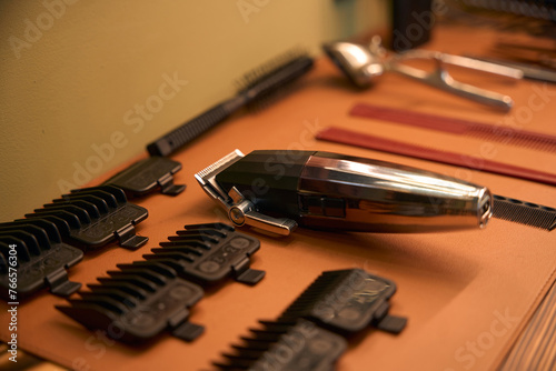 Barbershop equipment in hairdressing salon
